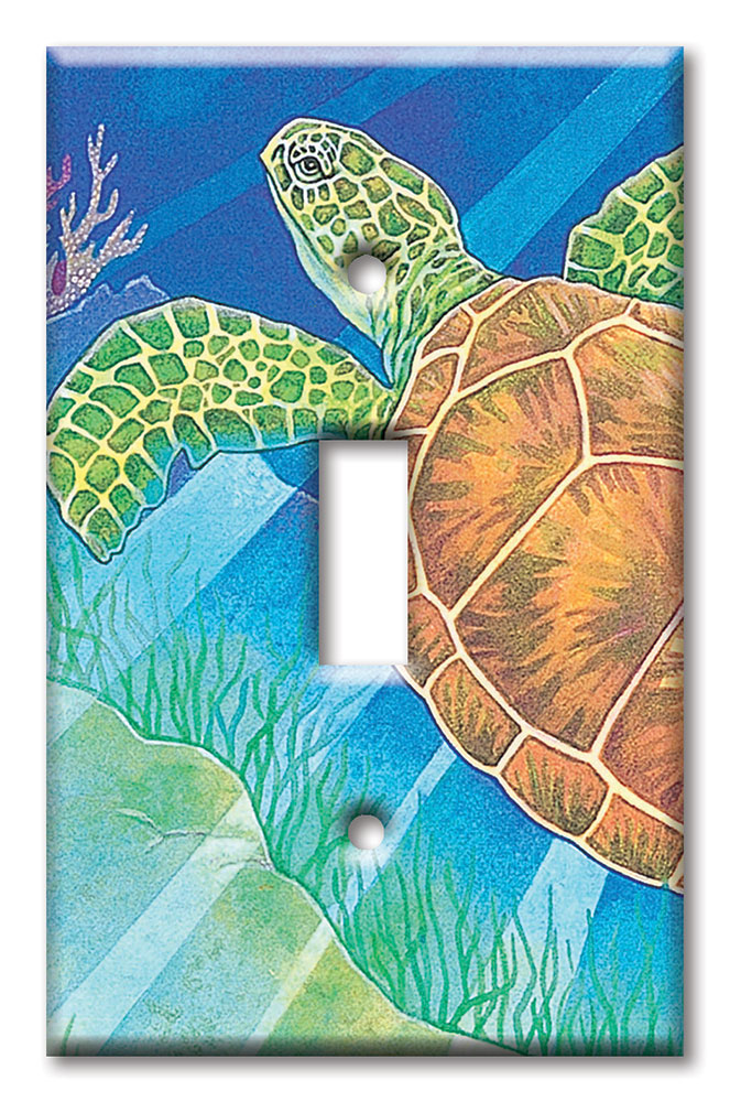 Ocean Tropical Fish Outlet Covers Switch Plates Cover Decorative Duplex  Electrical Receptacle 1- Gang Wall Plate, Standard Size