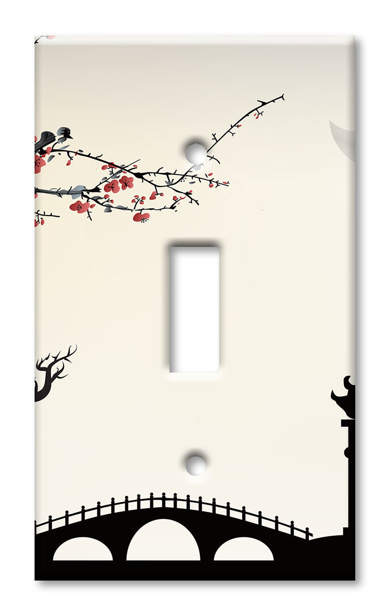 Koi Fish Yin Yang Light Switch Cover Plate Wall Cover Decor Black White Asia