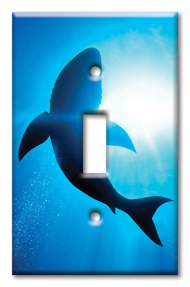 Blue Fish Switch Plate Cover Metal Beach Light Switch Cover Fish Switch  Plate Covers and Outlet Covers Beach Decor Free Shipping 