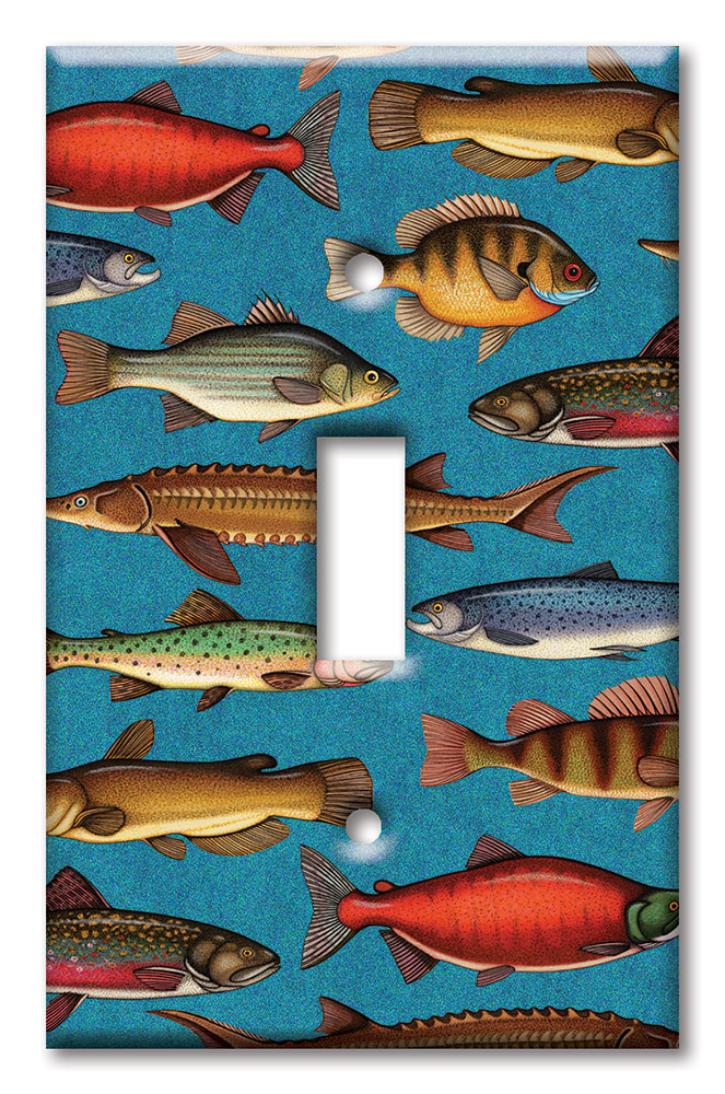 Fish in Underwater Wall Plate Decorative Single Outlet Light Switch Cover  Temperature and Impact Resistant Electrical Outlet Receptacle Covers for